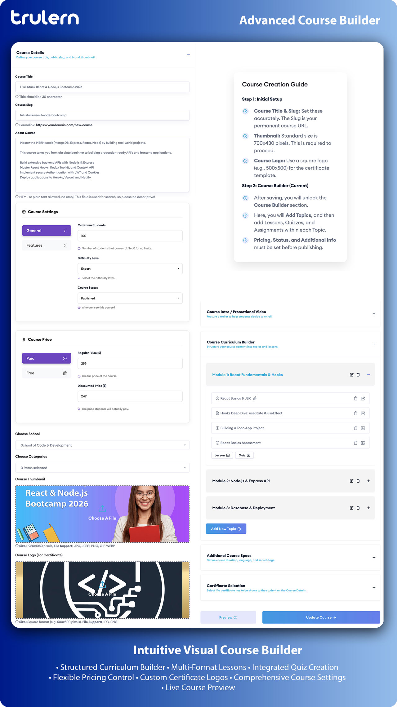 Course Curriculum Builder Node.js LMS
