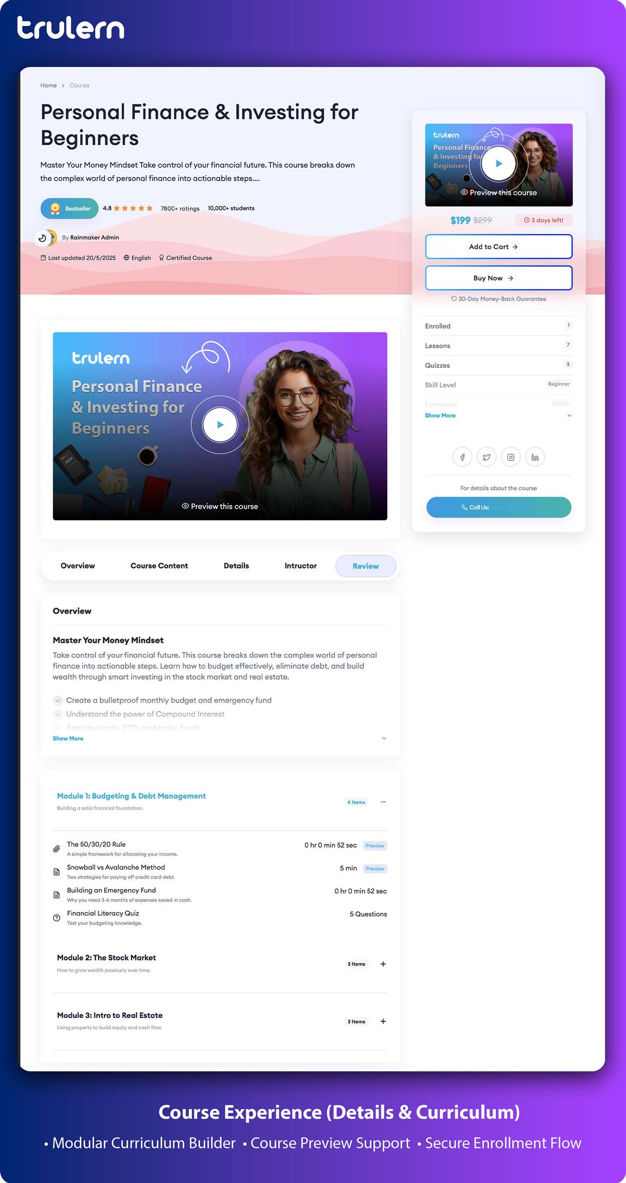 React LMS Course Details and Curriculum