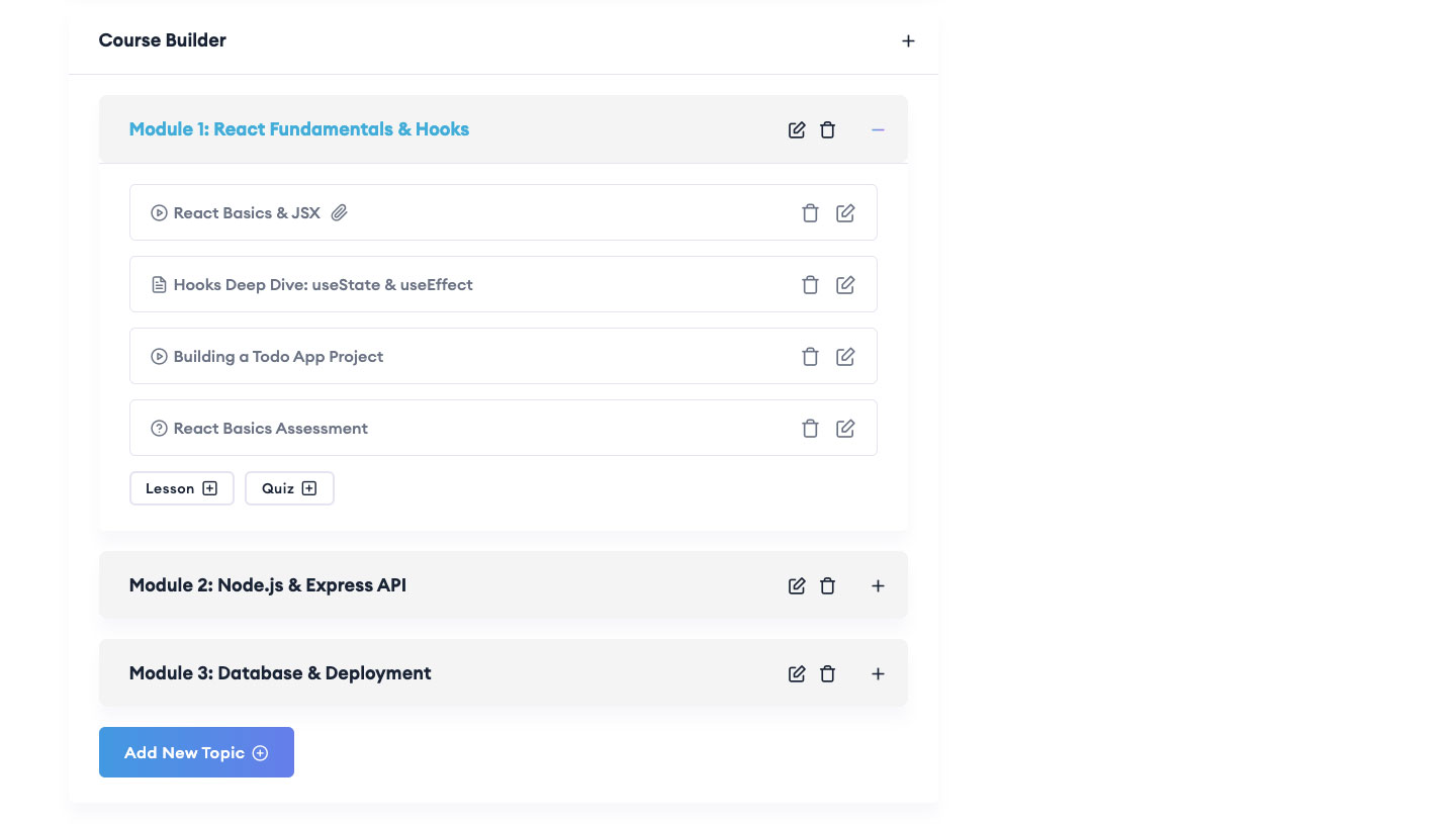 Curriculum Builder Interface